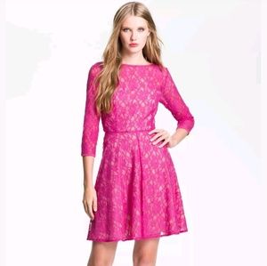 French Connection pink lace skater dress